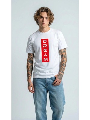 Hoxie Unisex Düz Renk Dream Dijital Baskılı Bisiklet Yaka Basic Tişört