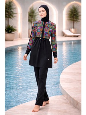 Adasea Hızlı Kuruyan Sporcu Likra Mayo Kumaşı Kadın Tesettür Mayo 61211