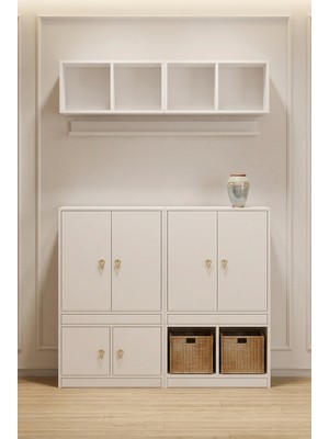 For Woman Ahşap 6 Kapaklı Raflı Modern Dolap Akıllı Depolama Çözümü Kiler Mutfak Hol