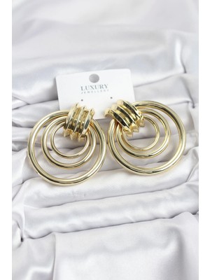 Marsilyan Pirinç Gold Renk Halka Model Vintage Kadın Küpe