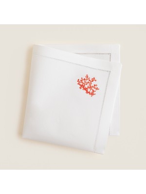 Chakra Coral Nakıslı Peçete 40X40 cm Beyaz