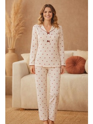 Pemilo Kadın 15995 % 100 Pamuk Kaşkorse Uzun Kol Pijama Takımı