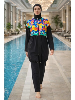 Adasea Hızlı Kuruyan Sporcu Likra Kumaş Kadın Tesettür Mayo 61214