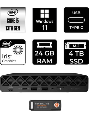 HP Pro Mini 260 G9 i5 1335U 24GB RAM 4TB SSD Win11 Pro A55C4ETPN400 Mini PC + Per4 USB