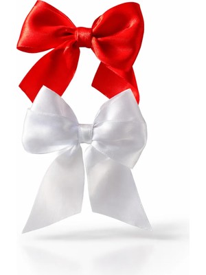 The Littles Kids Kız Çocuk ve Yetişkinler İçin Kurdele Model Kırmızı ve Beyaz Renk Bayramlık Iki Adet Toka