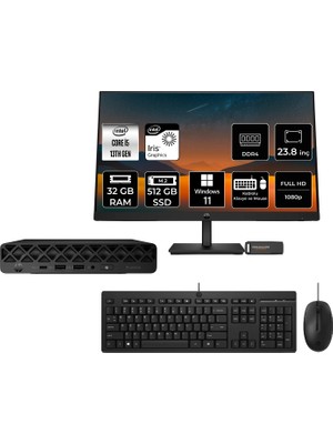 HP Pro Mini 260 G9 i5 1335U 32GB RAM 512GB SSD 23.8" FHD Win11 Pro A55C4ETPN521 Mini PC + Per4 USB