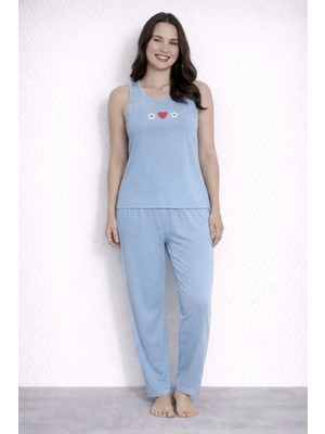 Pemilo Kadın 20616 Kolsuz % 100 Pamuk Pijama Takımı