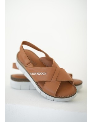 Cozi Company Hakik Deri Yumuşak Tabanlı Rahat Kadın Sandalet