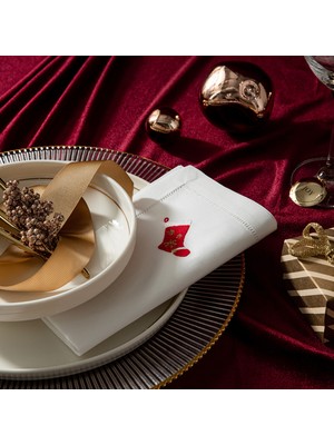 Chakra Vıtalıa Nakıslı Peçete 40X40 cm Beyaz