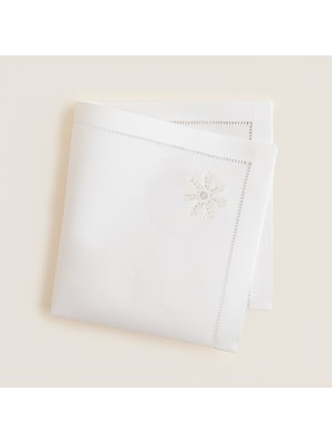Chakra Snowflake Peçete 40X40 cm Beyaz