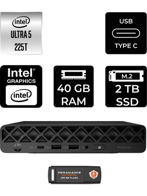 HP Prodesk 4 Mini G1I Core Ultra 5 225T 40GB RAM 2TB SSD FreeDOS BY6X8ETPN319 Mini PC + Per4 USB