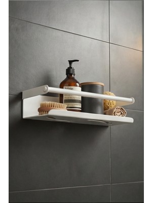 Zift Unique 25CM Paslanmaz Çelik Duş Rafı, Yapışkan Montaj Banyo Rafı,beyaz Mondern Şampuanlık