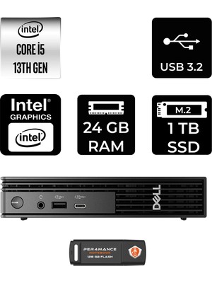 Dell Pro Micro QCM1250 Intel Core I5 14500T 24GB 1tb SSD Fdos Mini Masaüstü Bilgisayar & Per4 USB Bellek QCM1250BTO008P310