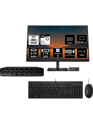 HP Pro Mini 260 G9 i5 1335U 8GB RAM 2TB SSD 23.8" FHD Win11 Pro A55C4ETPN503 Mini PC + Per4 USB