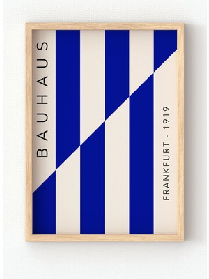 Viela Home Ahşap Çerçeveli Bauhaus Frankfurt Poster – Geometrik Minimalist Duvar Tablosu