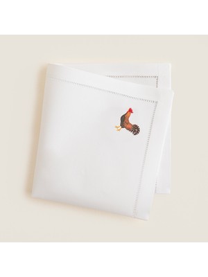 Chakra Cock Nakıslı Peçete 40X40 cm Beyaz