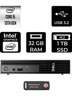 Dell Pro Micro QCM1250 Intel Core I5 14500T 32GB 1tb SSD Fdos Mini Masaüstü Bilgisayar & Per4 USB Bellek QCM1250BTO008P314