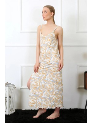 Marsilyan Kadın Ip Askılı Uzun Gecelik Krem