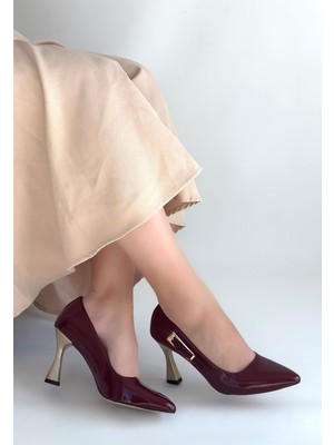 Zerenyus Motya Bordo Rugan Topuklu Ayakkabı