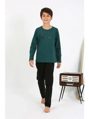 Marsilyan Erkek Çocuk Uzun Kol Penye Pijama Takım Zümrütyeşili
