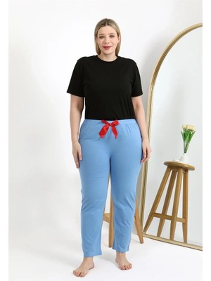 Marsilyan Kadın Pamuklu Büyük Beden Alt Pijama Mavi