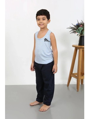Marsilyan Erkek Çocuk Sıfır Kol Penye Pijama Takım Mavi