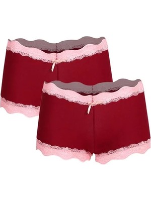 Marsilyan Kadın Pamuklu 2li Boxer Bordo