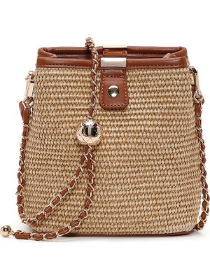 Derimod Kadın Bej Mini Hasır Çapraz Çanta 26SBD2417M7