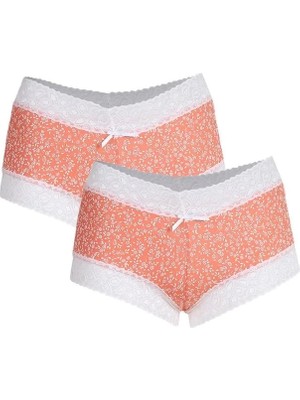 Marsilyan Kadın Pamuklu 2li Boxer Somon
