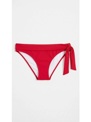 Zi Kırmızı Dar Kalıp Bir Taraf Kalın Ip Bağcıklı Bikini Altı