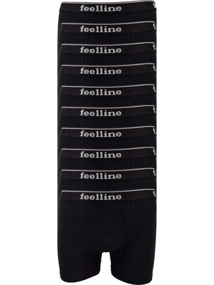 Marsilyan 10 Adet Feelline Siyah Pamuklu Doğal Likralı Erkek Boxer