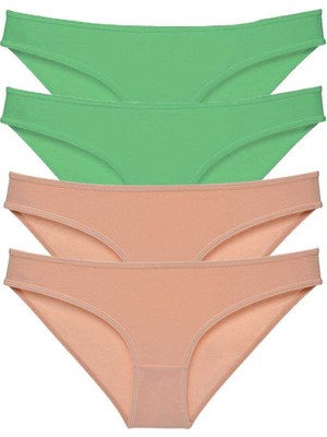 Marsilyan 4 Adet Süper Eko Set Likralı Kadın Slip Külot Yeşil Ten