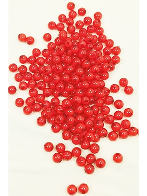 Marsilyan Yuvarlak Boncuk Içten Boncuklu Bileklik Çanta Boncuğu 8 mm 50 gr Kırmızı - BNC473