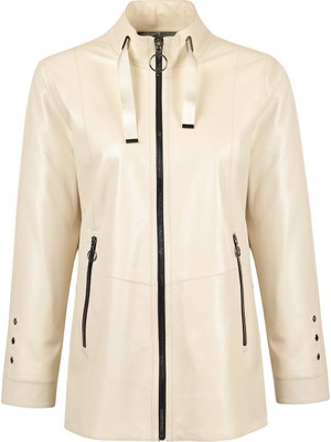 Derimod Dorothy Kadın Bej Geniş Kalıp Deri Mont 26SGD5674U4