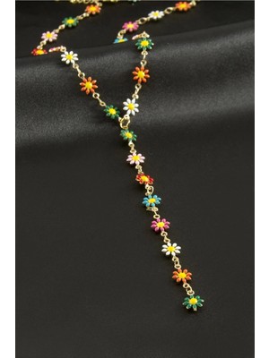 Marsilyan Papatya Mineli Çelik Y Kolye