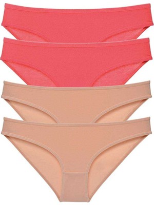 Marsilyan 4 Adet Süper Eko Set Likralı Kadın Slip Külot Fuşya Ten