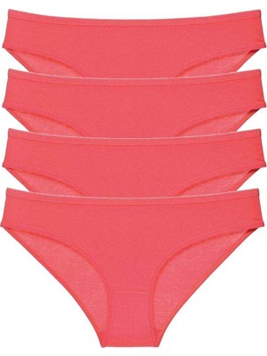 Marsilyan 4 Adet Süper Eko Set Likralı Kadın Slip Külot Kırmızı