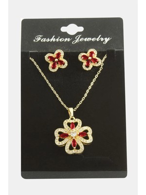 Marsilyan Çiçek Zirkon Taşlı Set Kolye