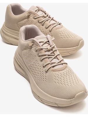 Ccway Lastik Bağlı Triko Kadın Spor Ayakkabı Bej Bej