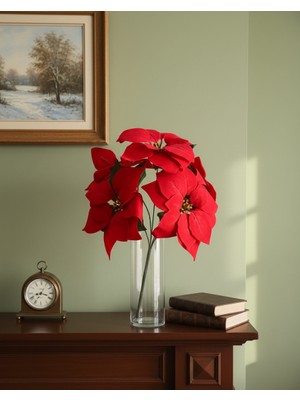 Bakburaya Yapay Çiçekçilik Yapay 40 cm 5 Kafalı ATATÜRK Çiçeği Sevgililer Günü Ev Vazo Dekor