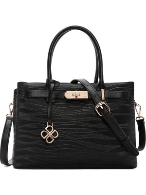 Derimod Kadın Siyah Uzun Askılı Baskılı Kol Çantası 26SBD282926