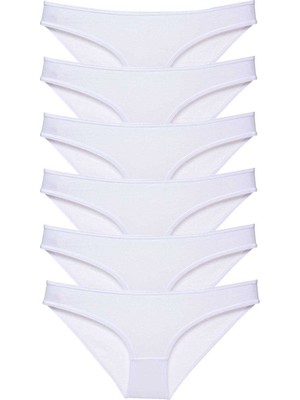 Marsilyan 6 Adet Süper Eko Set Likralı Kadın Slip Külot Beyaz