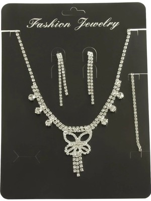 Marsilyan Kelebek Taşlı Set Kolye