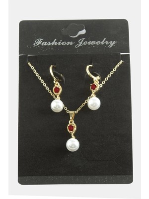 Marsilyan Damla Inci Zirkon Taşlı Set Kolye