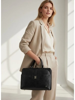 QUB CLUB Kadın Evrak Laptop Çantası Kapitone - 14" ve 15.6" Laptop Bölmesi Uyumlu Evrak Avukat Çantası