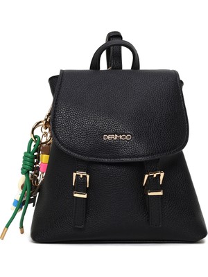 Derimod Kadın Siyah Aksesuarlı Sırt Çantası 26PBD2464FT