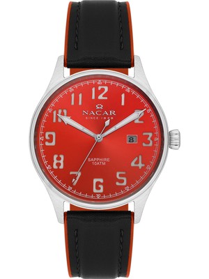 Nacar Safir Cam Spor Siyah - Kırmızı Erkek Kol Saati NC08-29430617-ARL1