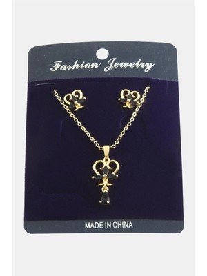 Marsilyan Kalp Zirkon Taşlı Set Kolye