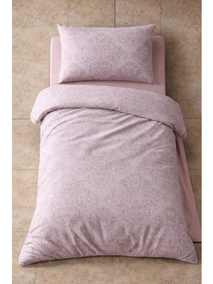 Vionetta Pamuklu Ranforce Osmanlı Pudra Lastikli  Çarşaflı 2 Yastıklı Tek Kişilik Nevresim Takımı