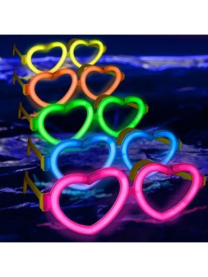 Marsilyan Glow Kalpli Fosforlu Gözlük 6’lı Renkli Set – Neon Parti